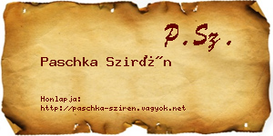 Paschka Szirén névjegykártya